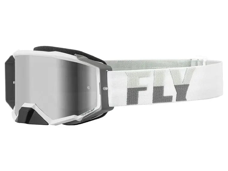 ANTIPARRA FLY RACING MIRROR/SMOKE LENS ZONE PRO WHITE/GREY W/ SILVER Fly Racing Mtb
