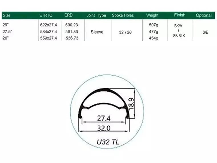 Llanta Weinmann 29 U32 Os Tl Negra 32H Fv