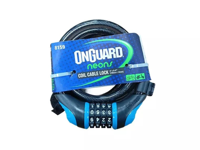 Candado On Guard Espiral Clave Neons 180cm X12mm Azul