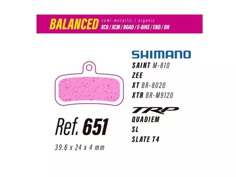 Pastilla De Freno Less Brakes Balanced 651 Para Shimano Saint, Zee, Xt, Xtr