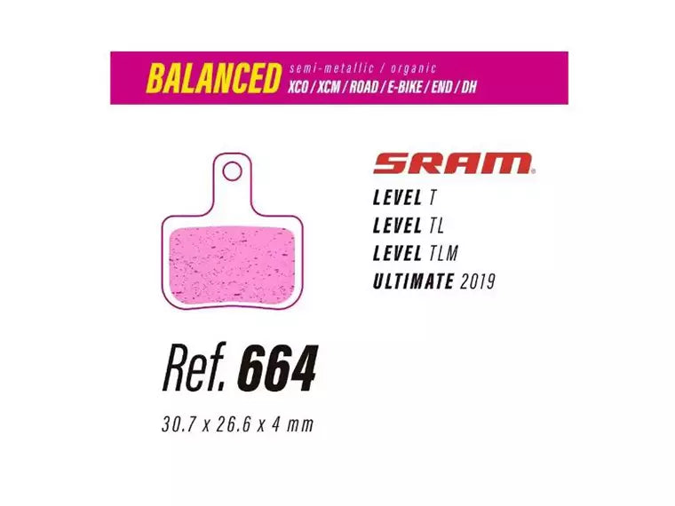 Pastilla De Freno Less Brakes Balanced 664 Para Sram Level-Ultimate