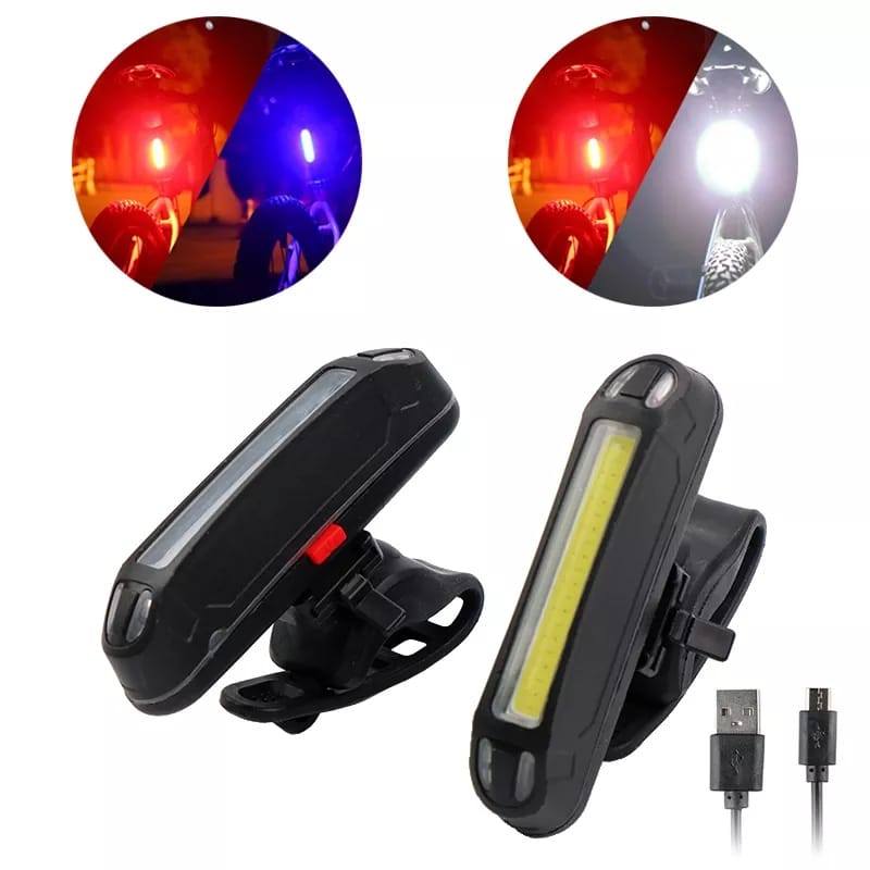 Luz trasera recargable, rojo con blanco