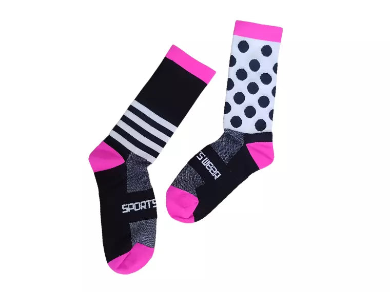 Calceta Black/White/Pink Líneas