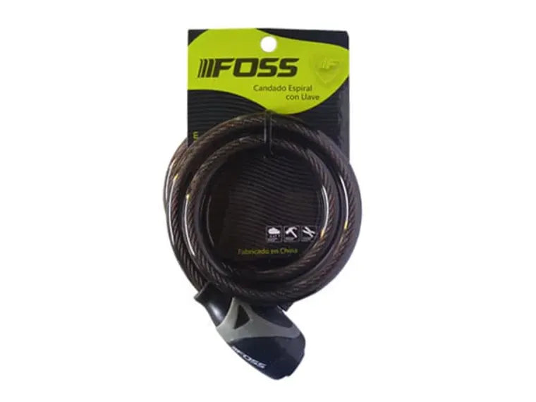 Candado Foss Espiral 12 X 120 Mm Color Negro Gris Recubierto Con Llave.