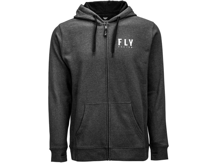 HOODIE FLY RACING LOGO ZIP UP HOODIE DARK CHARCOAL LG