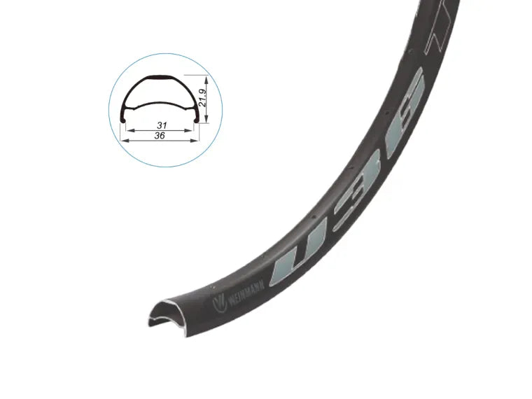 Llanta Weinmann U36 Tl 27.5 Ojetillos 32H Presta Negro