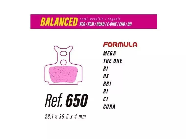 Pastilla De Freno Less Brakes Balanced 650 Para Formula Mega, The One, R1,Rx, Rr1, R1, C