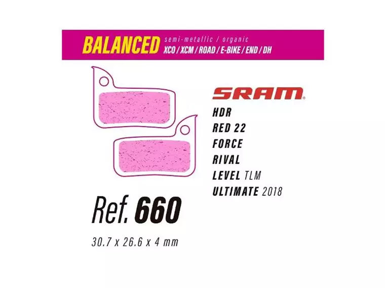 Pastilla De Freno Less Brakes Balanced 660 Para Sram Hdr-Red22-Force-Rival-Level-Ultimat 