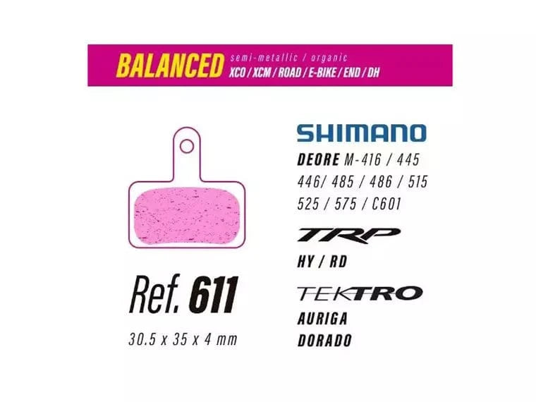 Pastillas Less Brakes Balanced 611 Para Shimano Deore, Trp, Tektro